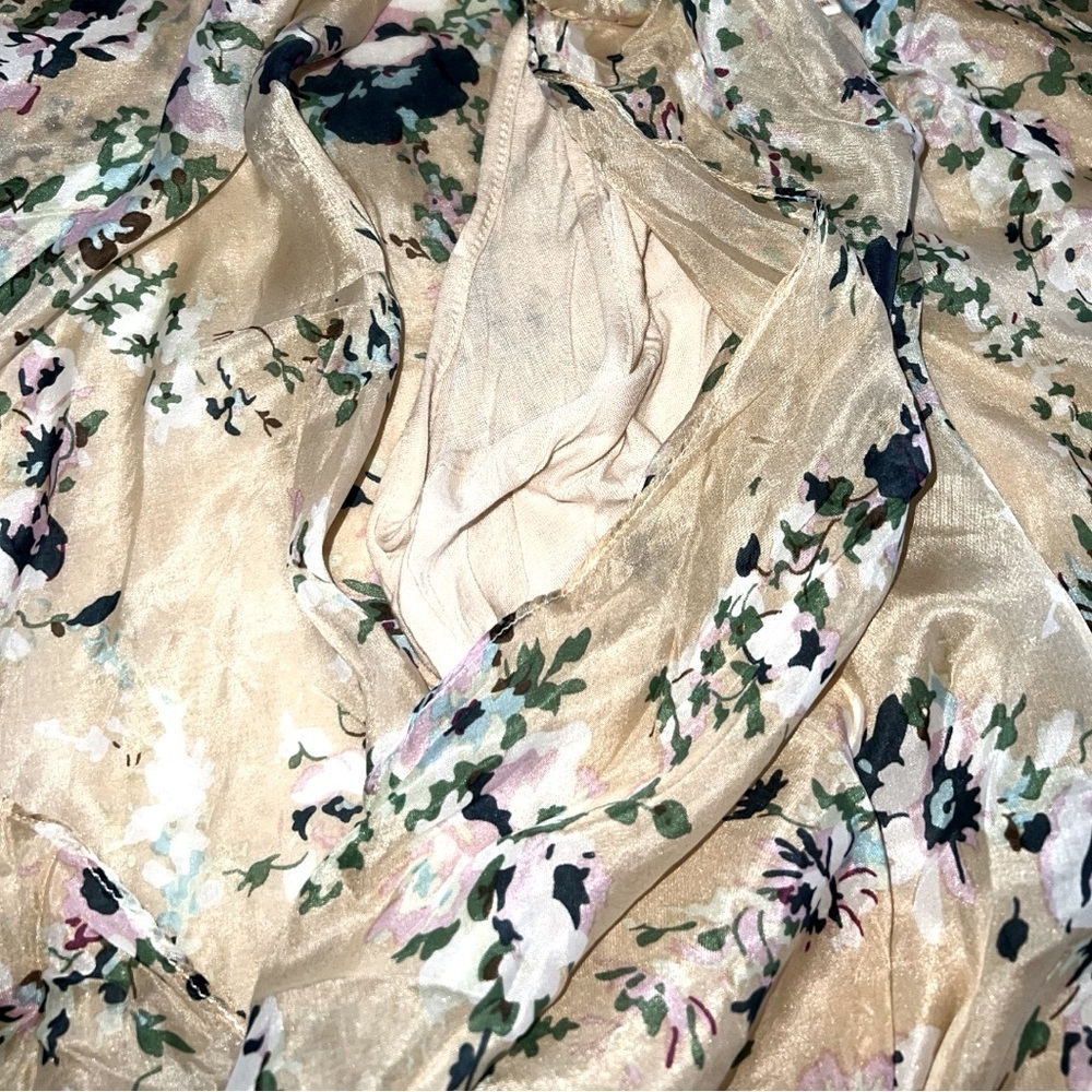 Aryn K 100% Silk Floral Butterfly Sleeve Shirt Top Blouse Women’s Size Small S - Picture 10 of 13